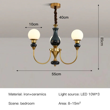 Geneviève Retro Gold Ceramic Chandelier