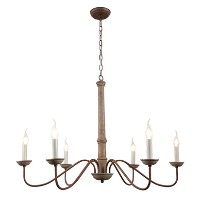 Lustre rustique en bois massif Amélie pour salles à manger et salons
