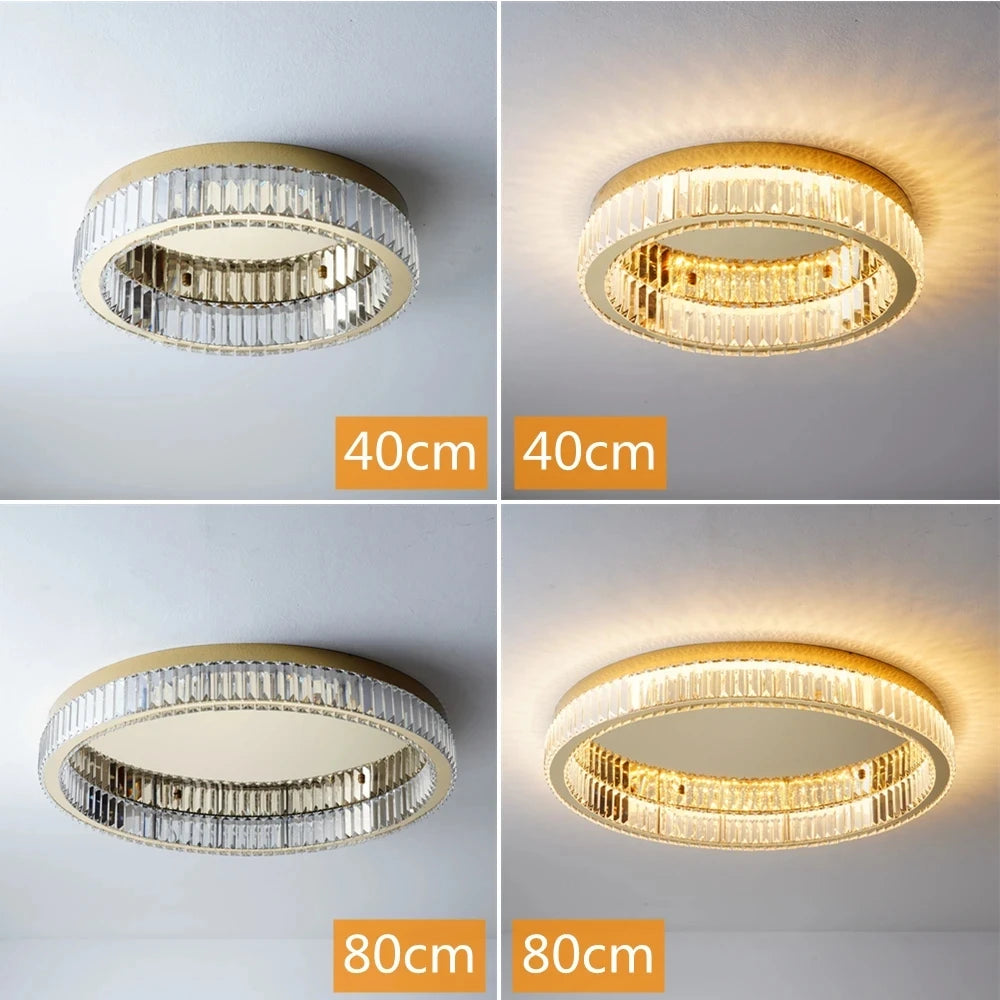 Juliette Modern Gold Crystal Round Ceiling Chandelier LED