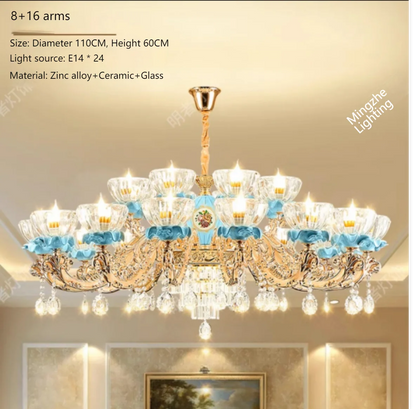 Lustre en cristal français pour salon et salle à manger de villa