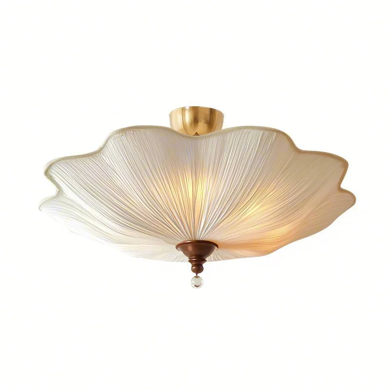 Élise French Retro Lotus-Leaf Fabric Ceiling Light