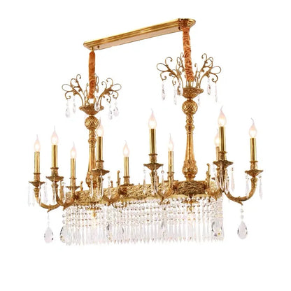 Lustre suspendu en cristal de cuivre de style européen à 10 lumières