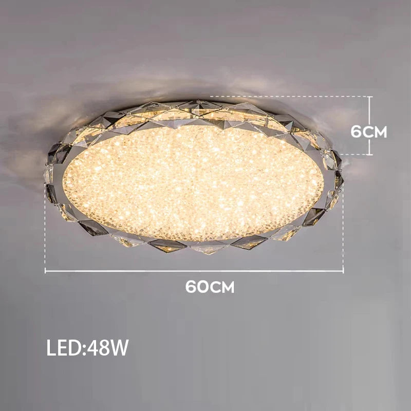 Élodie 2025 Plafonnier Moderne Anneau Cristal LED Dimmable Lustre Décoration Luminaire Argent