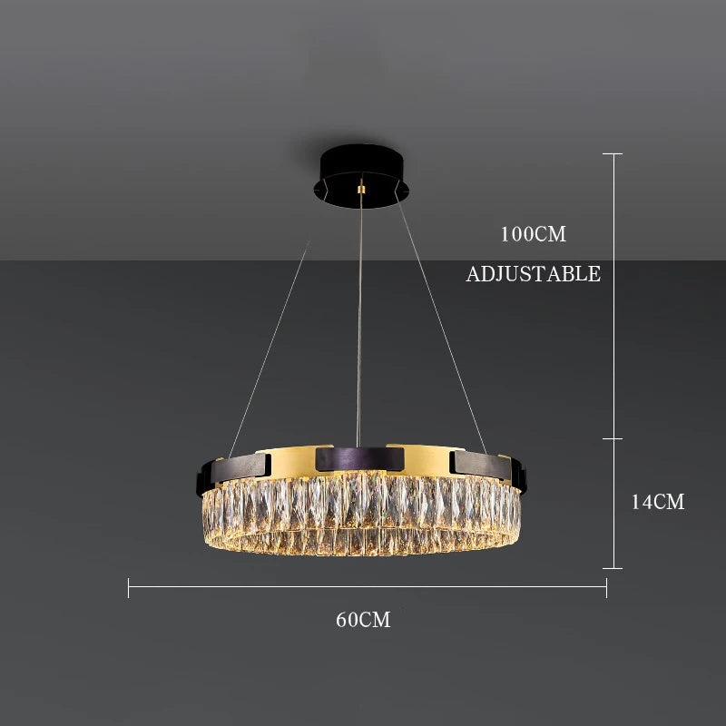 Lustre LED moderne en cristal Camille, lampe suspendue de luxe pour salon, salle à manger et chambre à coucher