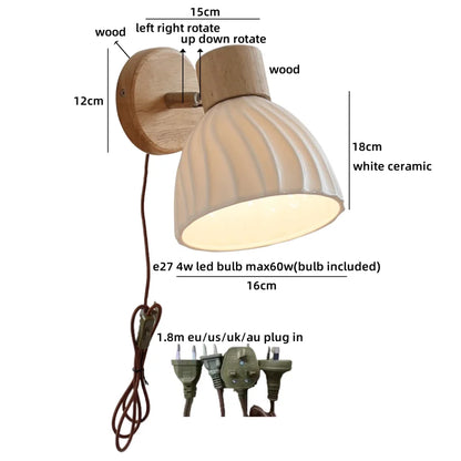 Lucienne Amber Glass Wood Wall Light