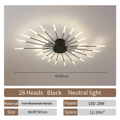 Celeste Nordic Fireworks LED Ceiling Chandelier for Modern Interiors