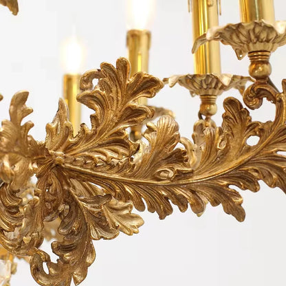 Lustre baroque 9 bougies en cuivre et cristal