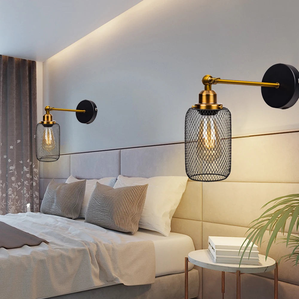 Élise Retro Wood Industrial Wall Light E27 LED Loft Sconce Lamp
