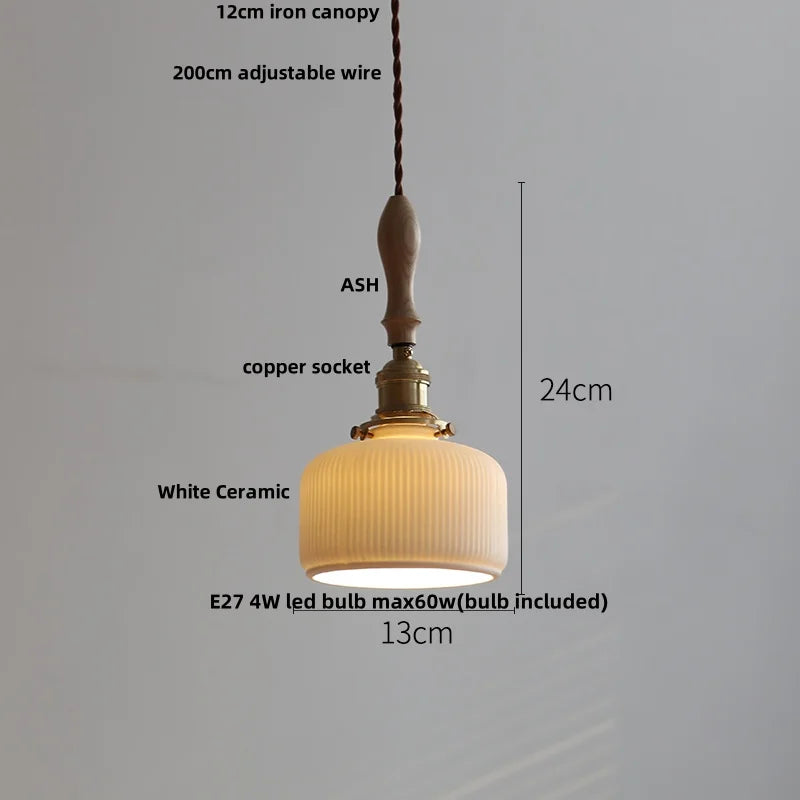 Suspension LED en céramique Fleur Rose Élise, en bois nordique