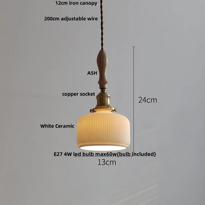 Suspension LED en céramique Fleur Rose Élise, en bois nordique