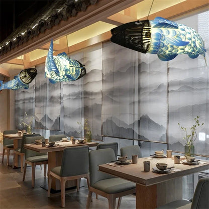 Suspension Poisson Bambou Artisanale Koi