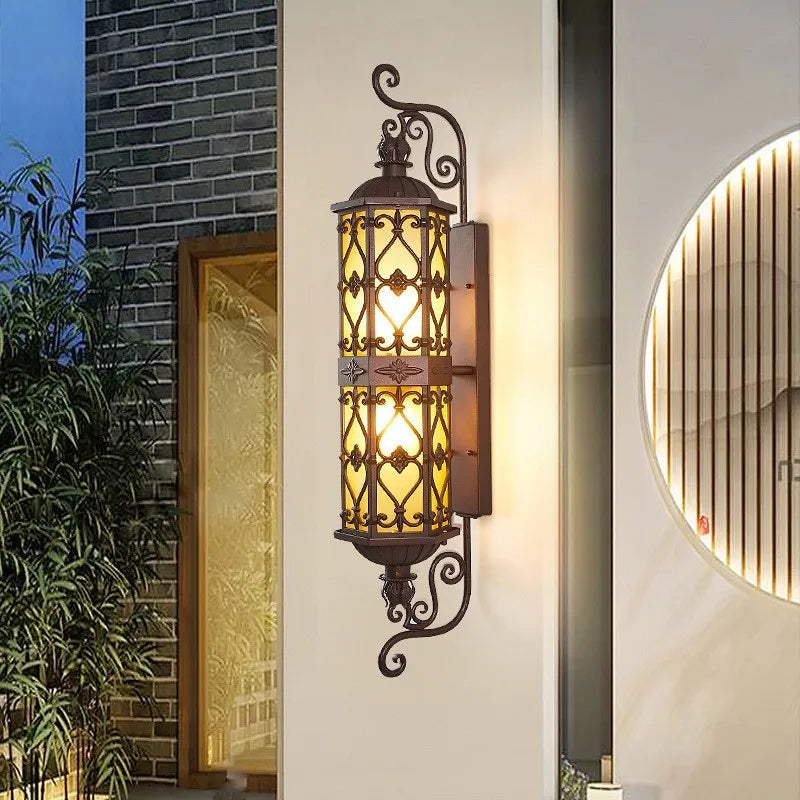 Applique Murale Extérieure LED Camille Or Rétro Étanche en Aluminium E27