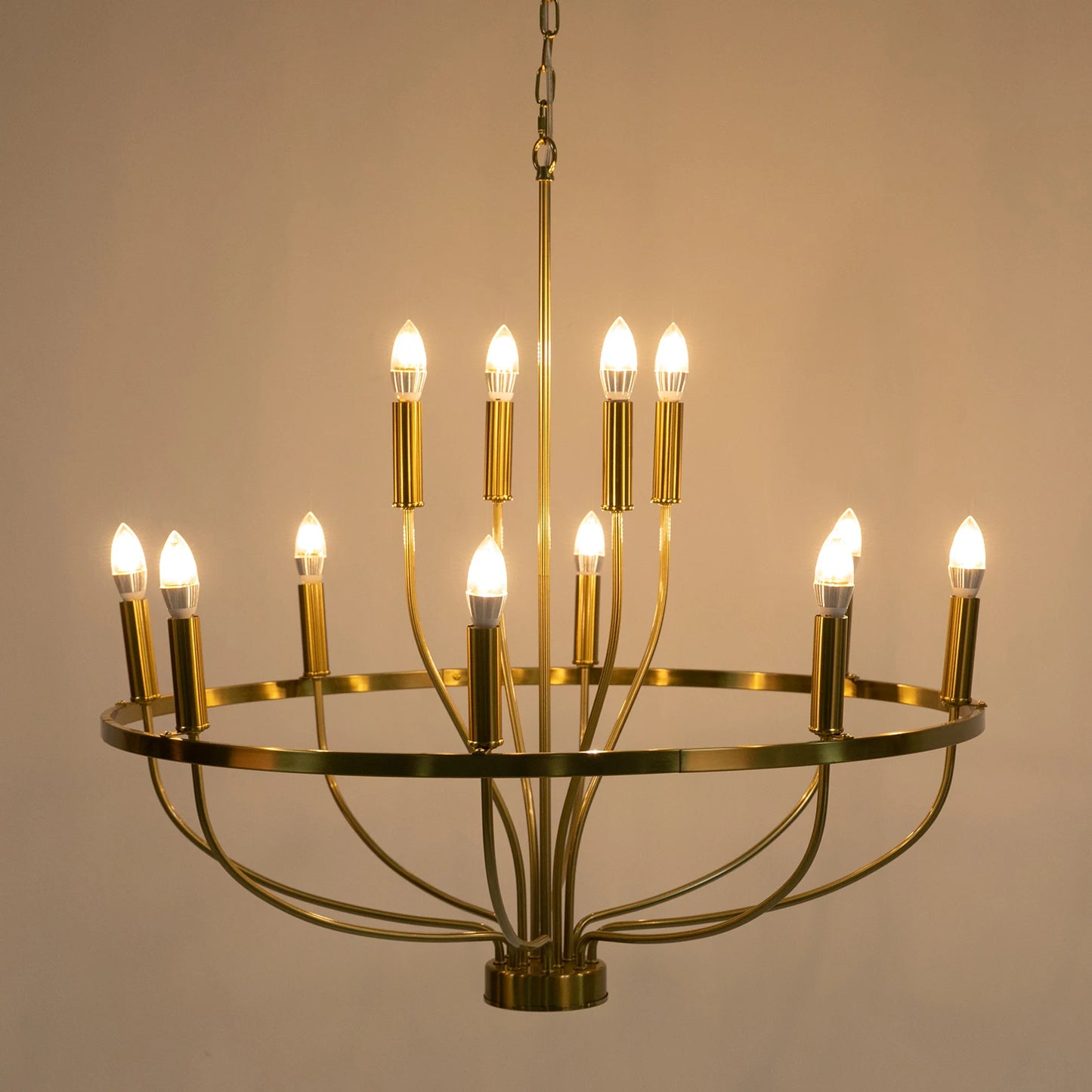 Lustre rond rustique de 60 W style bougie pour salle à manger et café