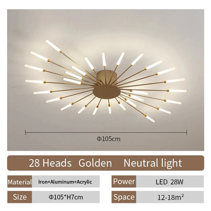 Celeste Nordic Fireworks LED Ceiling Chandelier for Modern Interiors