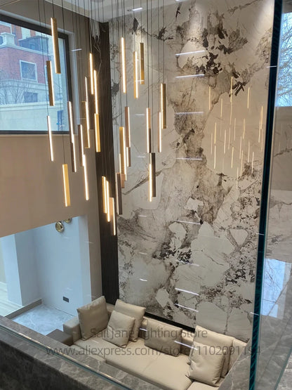 Élise Nordic Square LED Staircase Pendant Chandelier