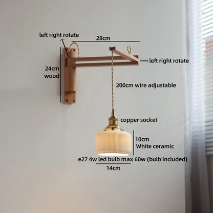 Applique murale Élise en céramique et bois pour chambre et salle de bain