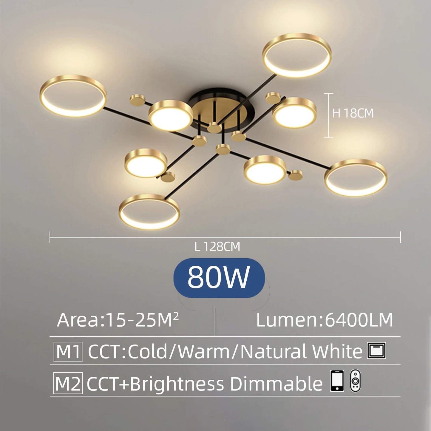 Plafonnier LED Auriane Nordic Gold Black