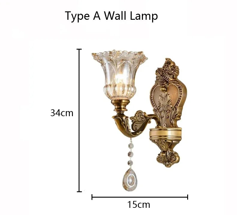 Applique murale Élise en verre de cristal rétro E14 de style européen