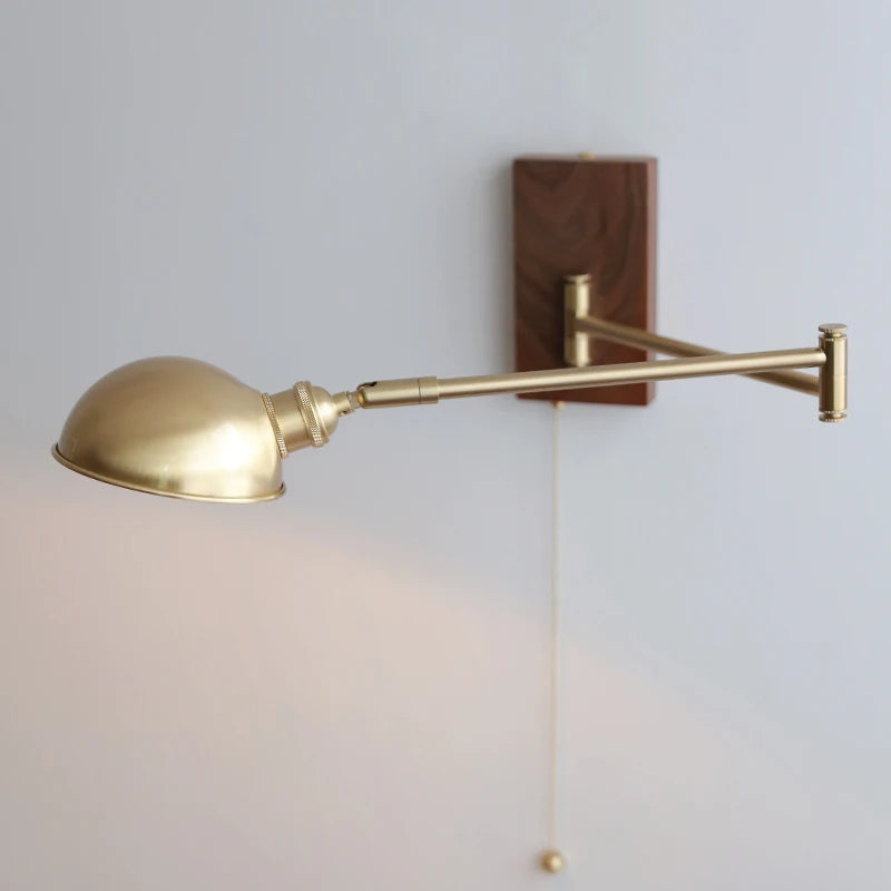 Applique murale réglable Colette en bois et cuivre