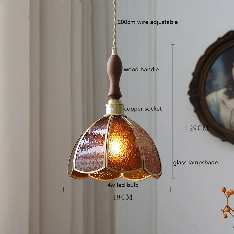 Suspension en verre cuivré style vintage Camille