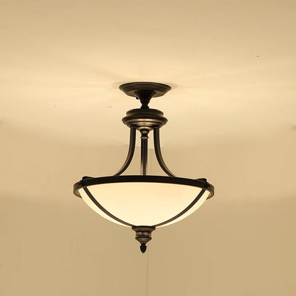 Aurélie Vintage Glass Ceiling Chandelier Black E27 Light