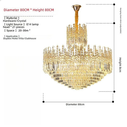 Lustre creux en cristal pour éclairage de hall en duplex et d'escalier