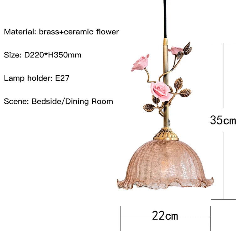 Élise Suspension Plafonnier Vintage Rose Français Cuivre