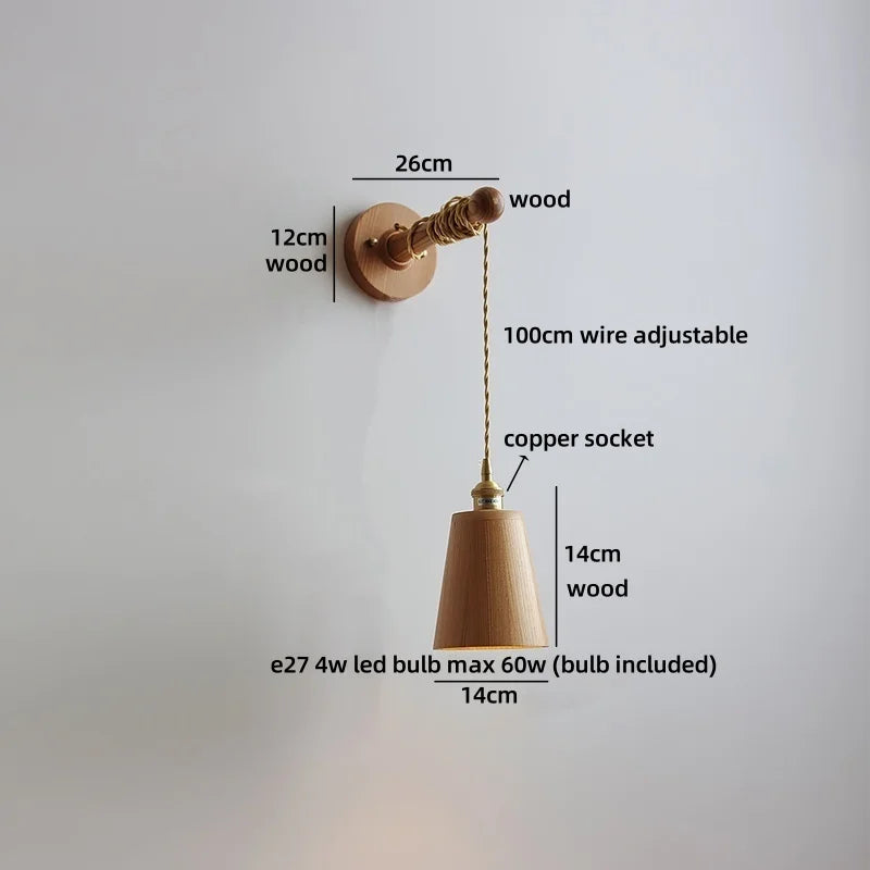 Élodie Nordic Ceramic Wood LED Wall Lamp E27 Plug