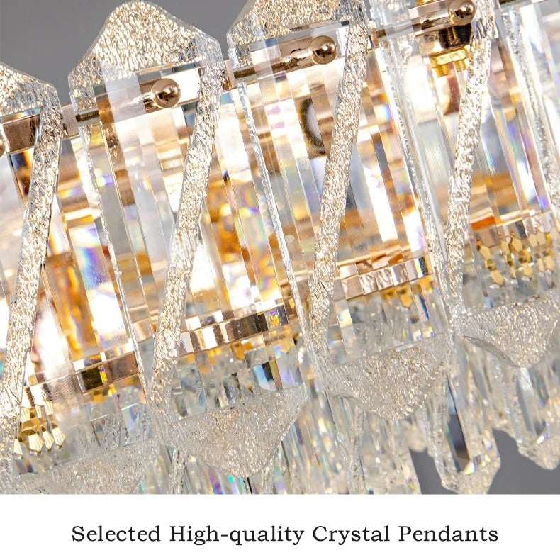 Grand lustre en cristal de luxe français Camille, LED dorées, éclairage pour grand hall