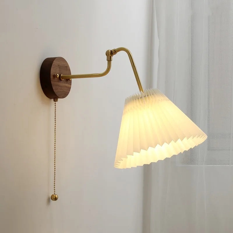 Camille Adjustable Fabric Wall Lamp with Copper Arm
