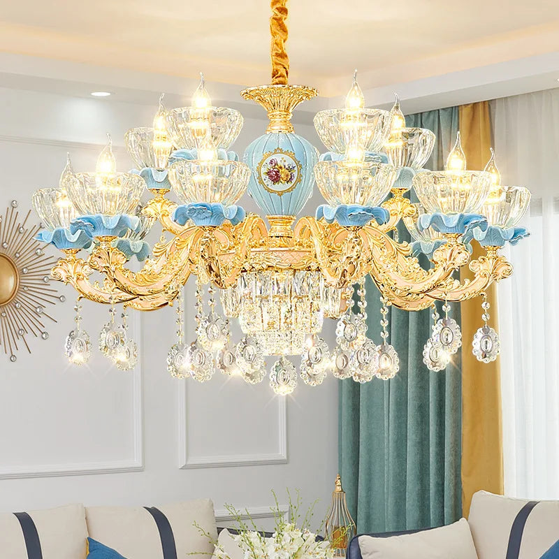 Lustre en cristal français pour salon et salle à manger de villa