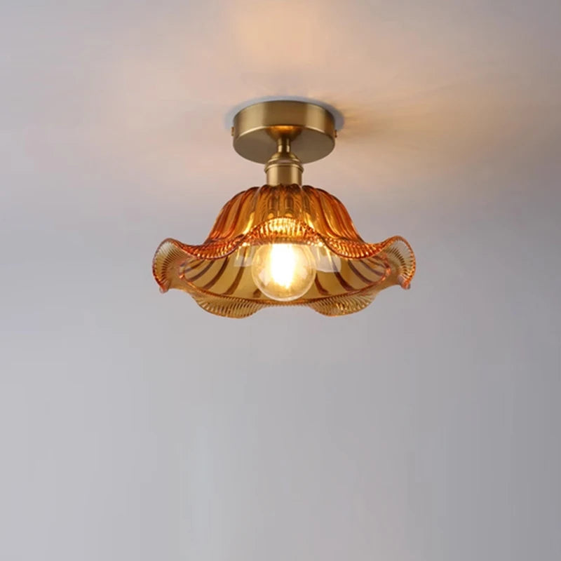 Suspension Valérie Vintage Art Déco en Verre Teinté