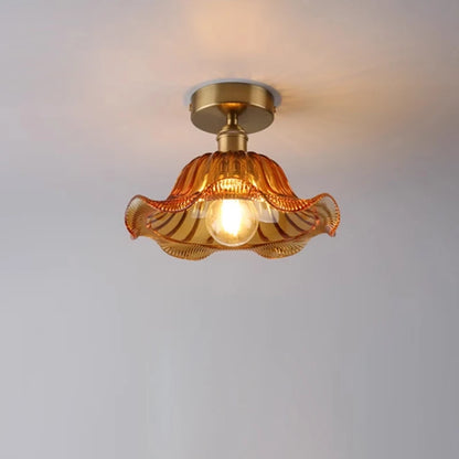 Suspension Valérie Vintage Art Déco en Verre Teinté