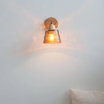 Lucienne Amber Glass Wood Wall Light