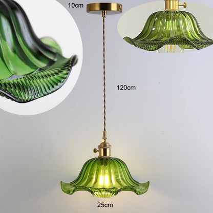 Suspension Valérie Vintage Art Déco en Verre Teinté