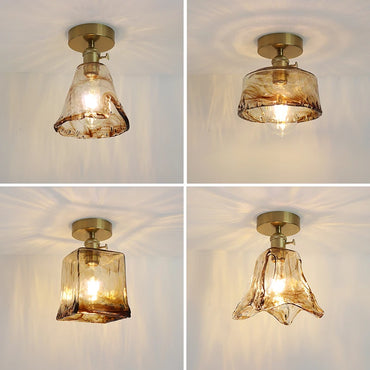 Plafonnier Éloise en verre ambré et cuivre
