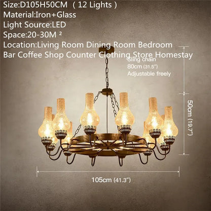 Plafonnier Lustre Industriel en Cristal Camille Vintage