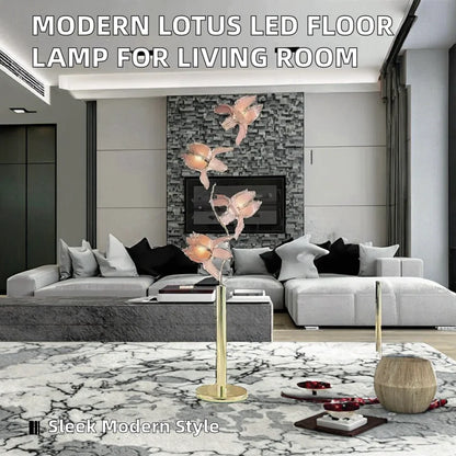 Lampadaire LED Élodie Lotus Moderne E26 Fleur en Verre Rose