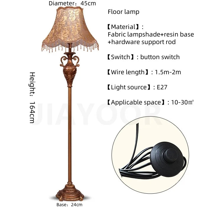 Lampadaire LED Camille en résine de luxe européenne au design rétro