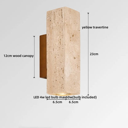 Élise Yellow Travertine LED Wall Lamp Japan Style Luxury