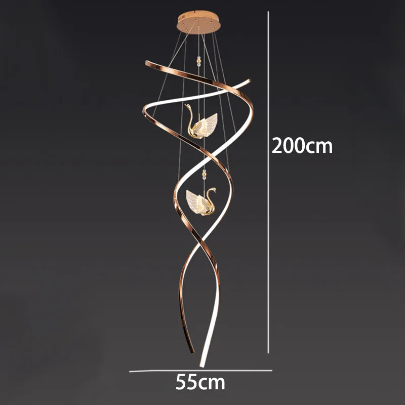 Lustre d'escalier LED Cygnus Spirale Célestine