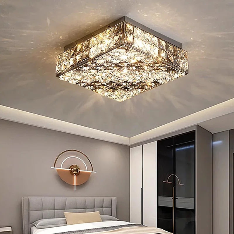 Élodie Modern Luxury K9 Crystal LED Ceiling Lamp For Living Dining Bedroom Home Interior Light