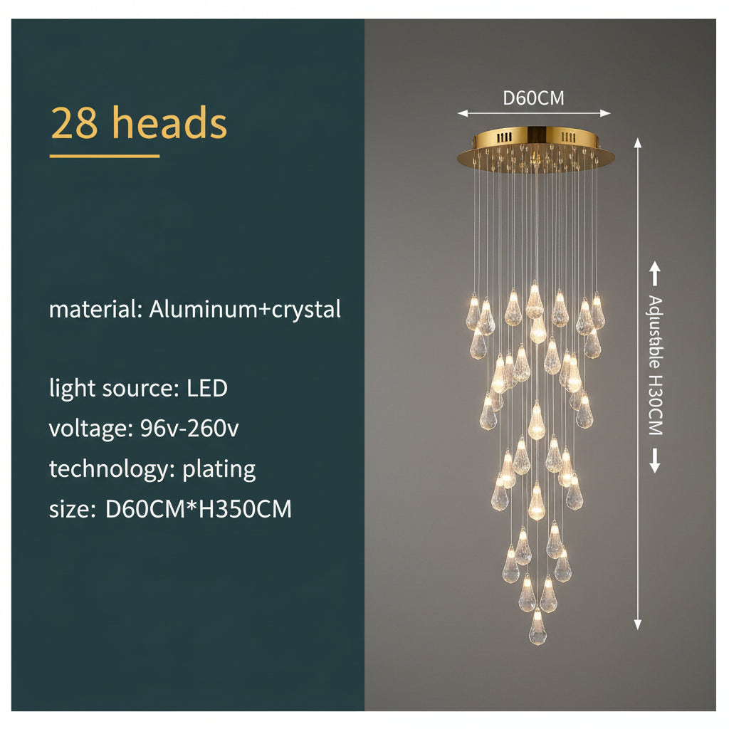 Lustre suspension Vivienne Crystal Staircase pour intérieurs de luxe