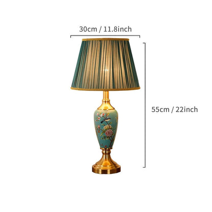 Élise Ceramic Retro LED Floor Lamp Fabric Shade Living Room