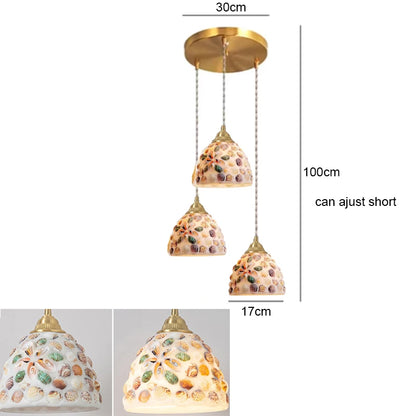 Isabelle Shell Suspension Verre Art Déco Lampe de Chevet