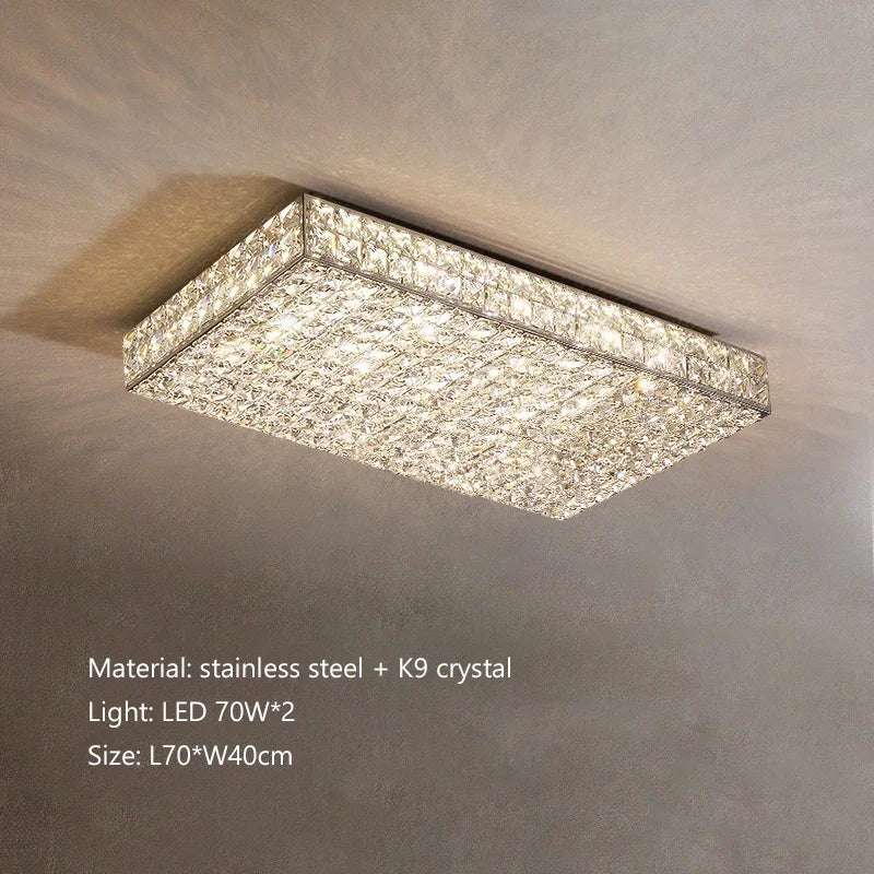 Élodie Modern Luxury K9 Crystal LED Ceiling Lamp For Living Dining Bedroom Home Interior Light