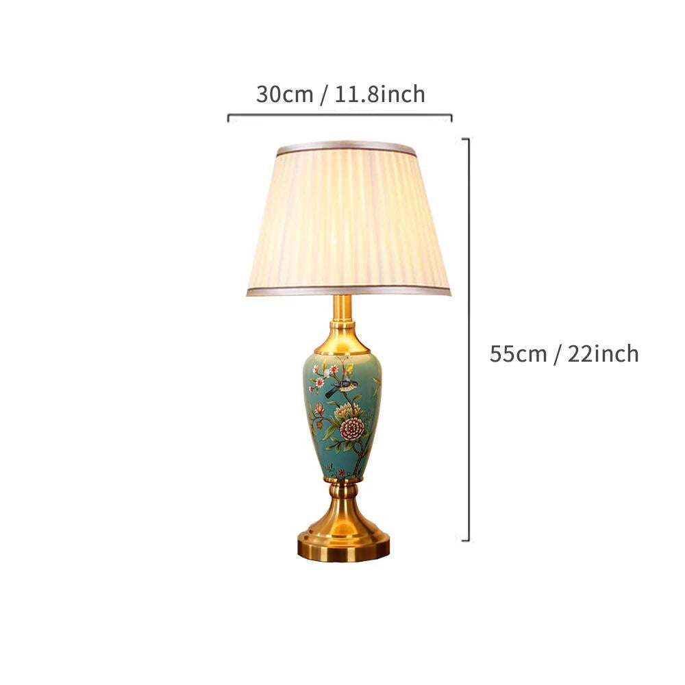 Élise Ceramic Retro LED Floor Lamp Fabric Shade Living Room