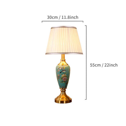 Élise Ceramic Retro LED Floor Lamp Fabric Shade Living Room