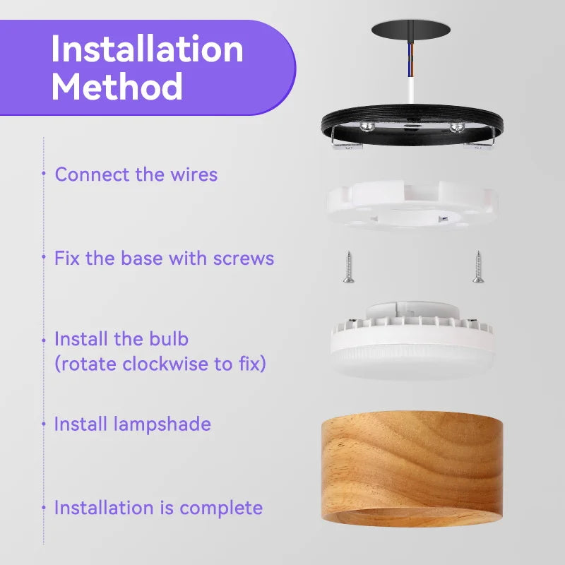 Amélie GX53 Wooden LED Ceiling Downlight Indoor Lamp