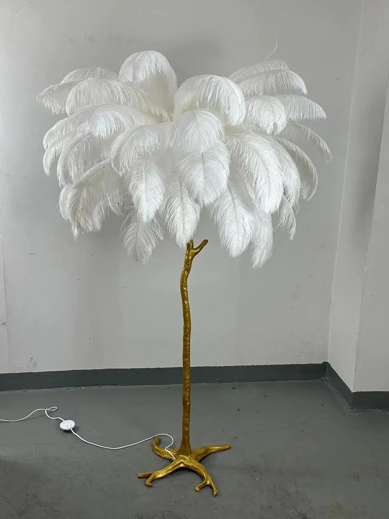 Camille Modern White Pink Feather Floor Lamp Romantic Foyer Decor Light